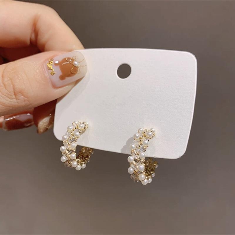 Bồng tai tròn ngọc trai nhân tạo trẻ trung đự tiệc cưới
