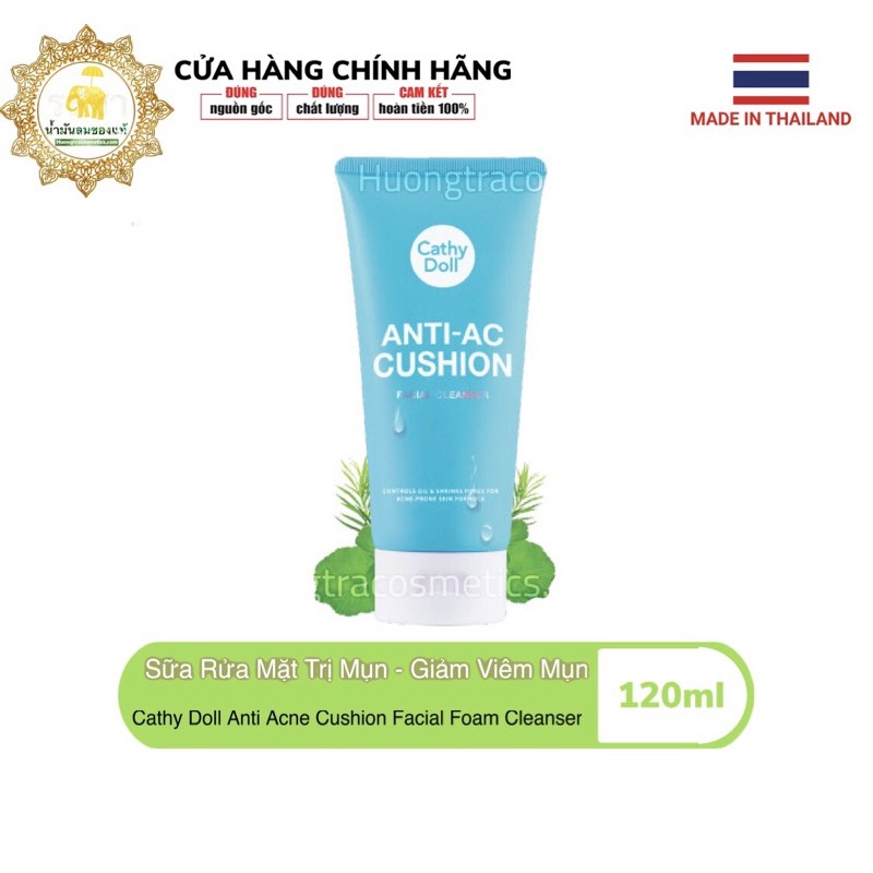 Sữa Rửa Mặt Giảm Mụn Cho Da Dầu Cathy Doll Anti Acne Cushion Facial Foam Cleanser 120ml