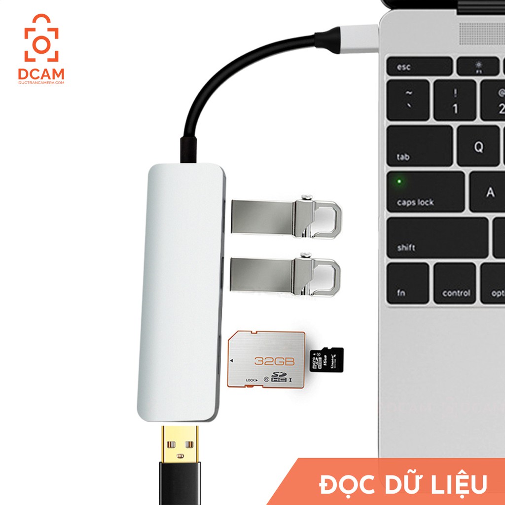 Hub chia Type C - Cổng chuyển đổi HUB USB Type-C to USB 3.0, SD, TF dùng cho điện thoại Android, Laptop, Macbook