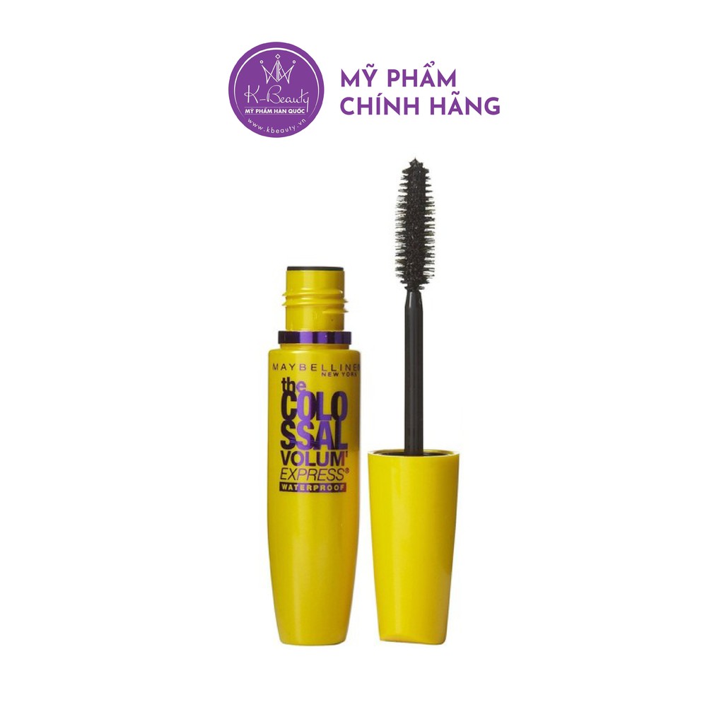 Mascara Maybelline Làm Dày Mi, Ngăn Rụng Mi The Colossal Volum Express Waterproof Màu Vàng Kbeauty