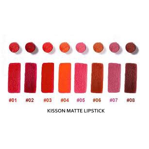 Son lì KISSON Matte Lipstick mã KN08 ( màu nâu tây)