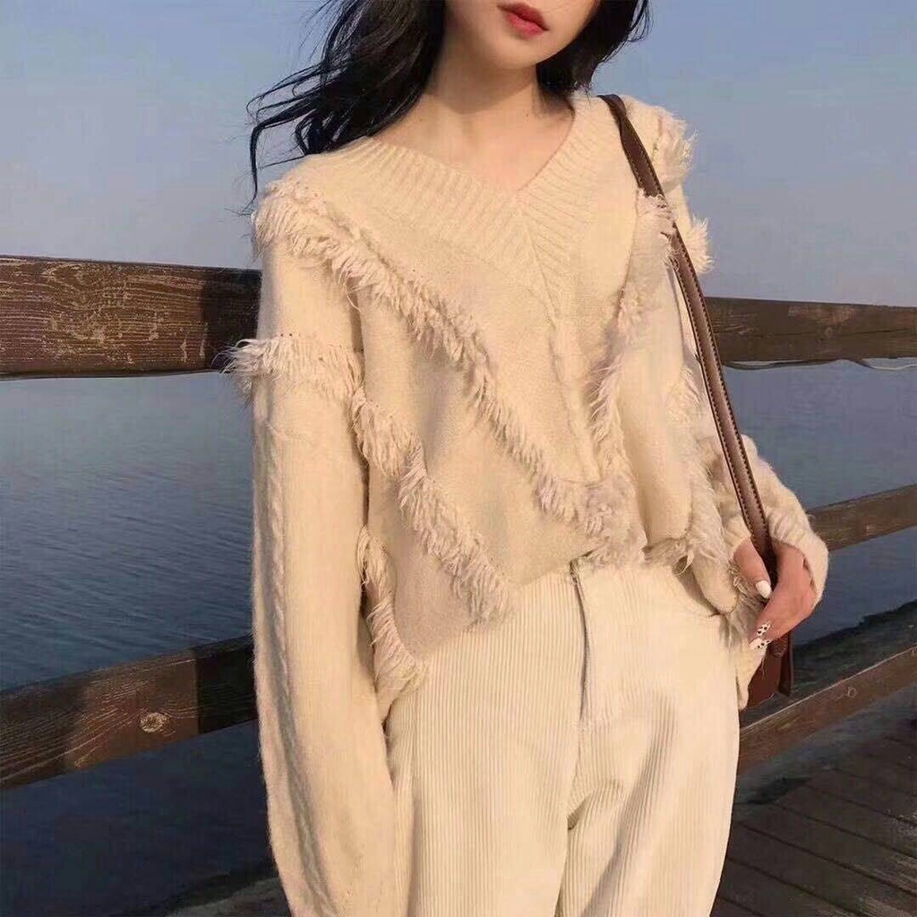Áo Len Form Rộng Màu Đỏ Theo Phong Cách Mới