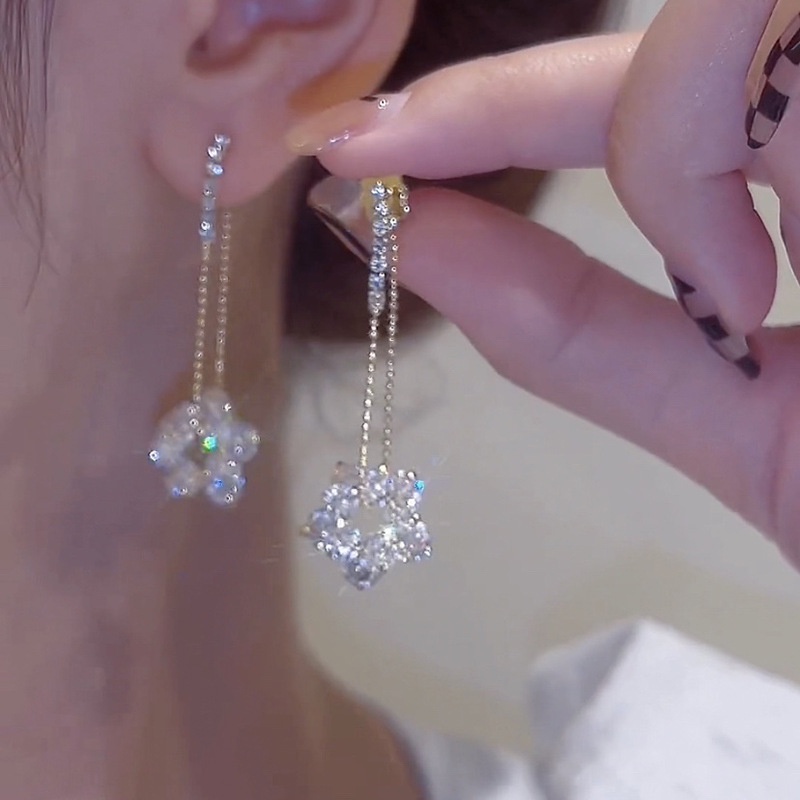 Khuyên Tai Hình Nơ Nhiều Lớp Mạ Bạc 925 Đính Đá Phong Cách Mới