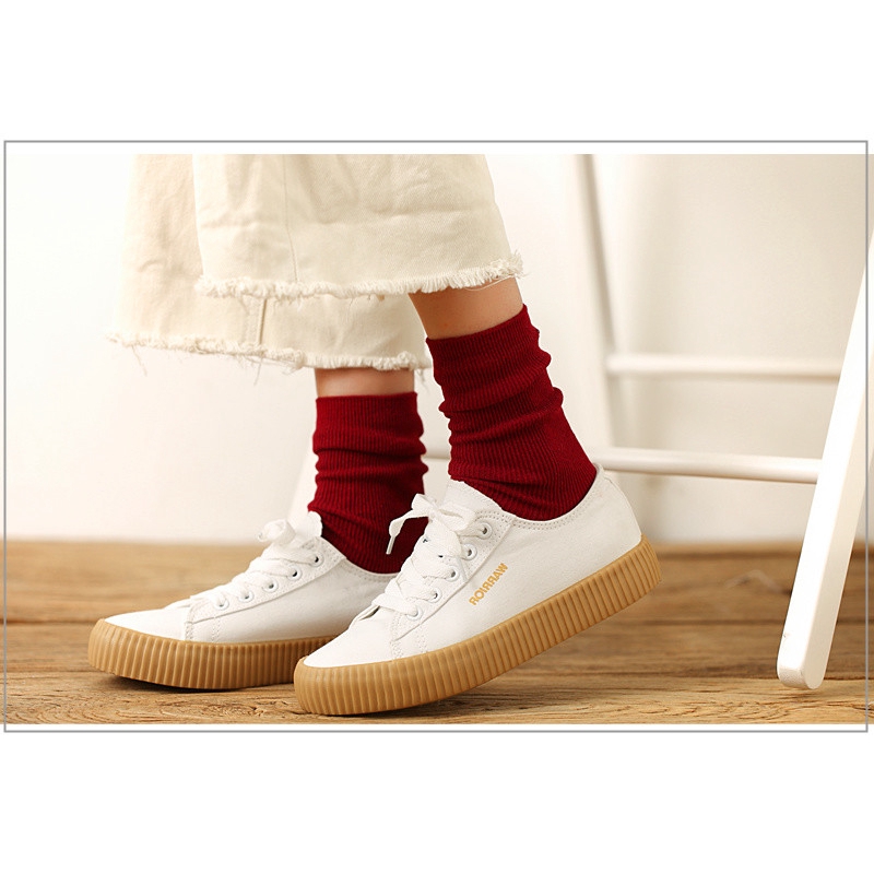 Đôi tất chân cotton màu trơn thời trang cho nữ