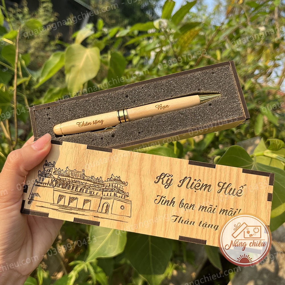 Bút gỗ kèm hộp- nội dung khắc theo yêu cầu bằng phương pháp laser- nhỏ gọn, bền đẹp, phong cách vintage