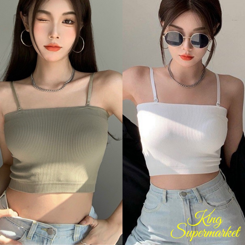 Áo bra 2 dây body có đệm ngực, áo ống dáng croptop chất liệu gân thun co giãn Mẫu HD002 | BigBuy360 - bigbuy360.vn