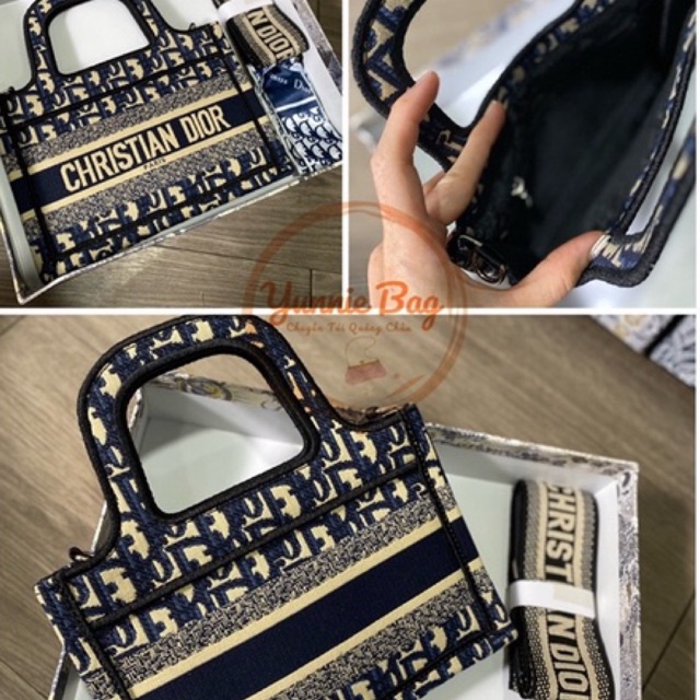 Túi tote Diio'r kèm khăn voan hàng chuẩn có sẵn, Video ảnh thật