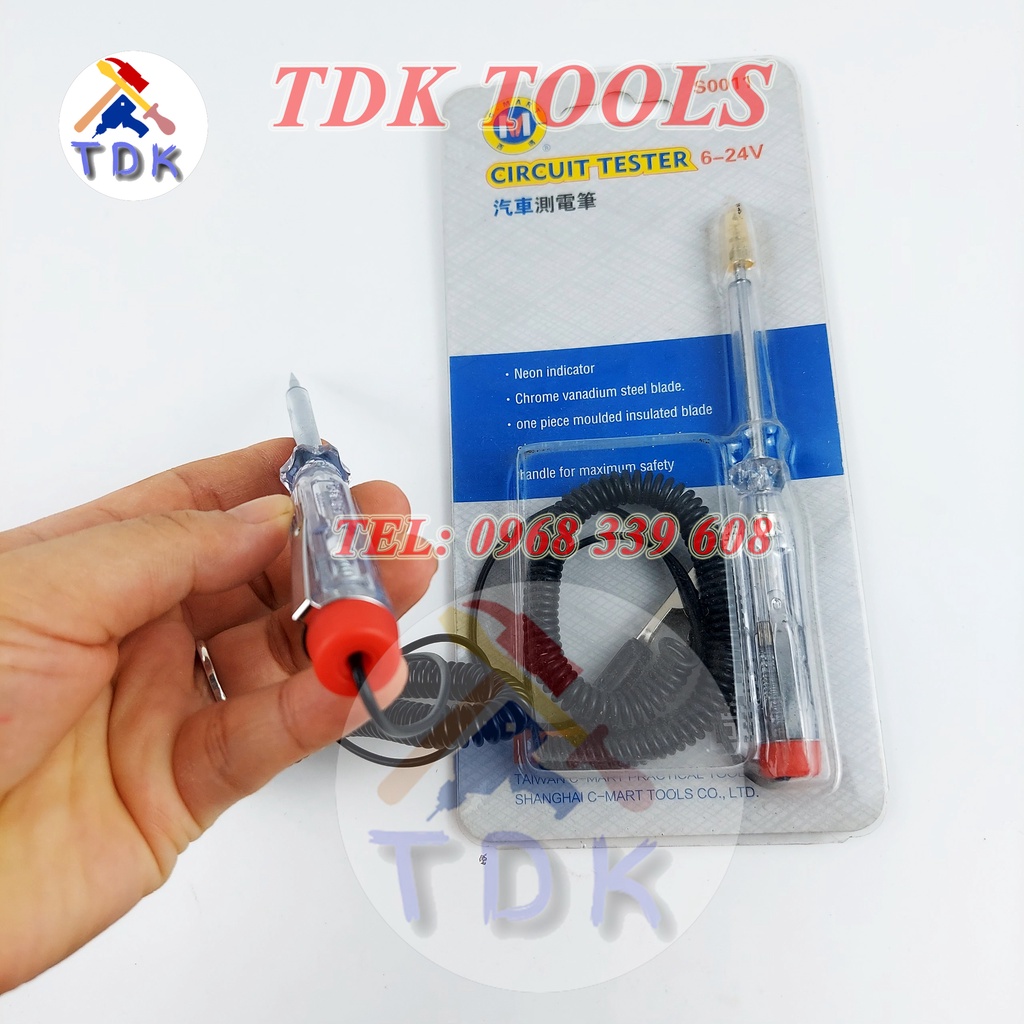 Bút thử điện ô tô DC 6V 12V 24V C-Mart S0011, dụng cụ kiểm tra chuẩn đoán mạch xe hơi