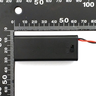 Hard Plastic 2 x AAA Battery Storage Holder Case Box with Switch Cover Wire