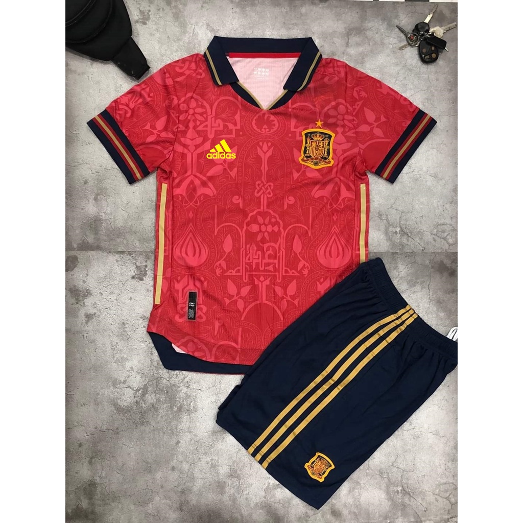 Áo Bóng Đá Đội Tuyển Tây Ban Nha -Đỏ Thẫm - Chất Polyeste - Hàng Thái Lan-Chuẩn Thi Đấu Quốc Tế