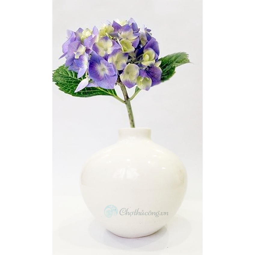 Bình hoa gốm trang trí men sứ cao cấp tròn cổ lọ cắm Hoa để bàn, trang trí C16xR18cm (miệng 4cm) (trắng/nâu đen/rêu)