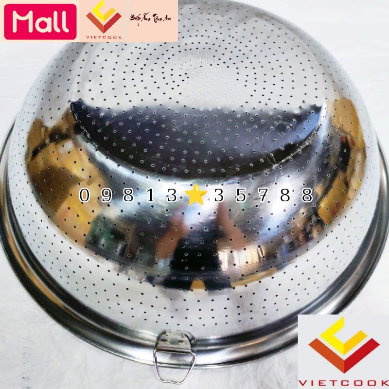 Rá inox size 42, 44, 46, 48, 50, 52 cm VIETCOOK loại dầy, rổ inox vo gạo inox size to cao cấp