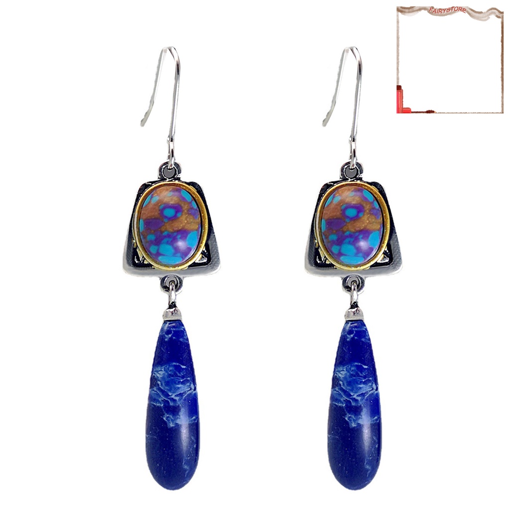 1 Đôi Bông Tai Đính Đá Xanh Nhân Tạo Trọng Lượng Nhẹ Dành Cho Nữ