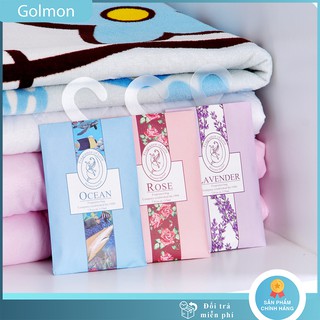 Túi thơm thảo mộc treo quần áo phòng khách ô tô hương thơm tự nhiên có móc treo tiện lợi Golmon