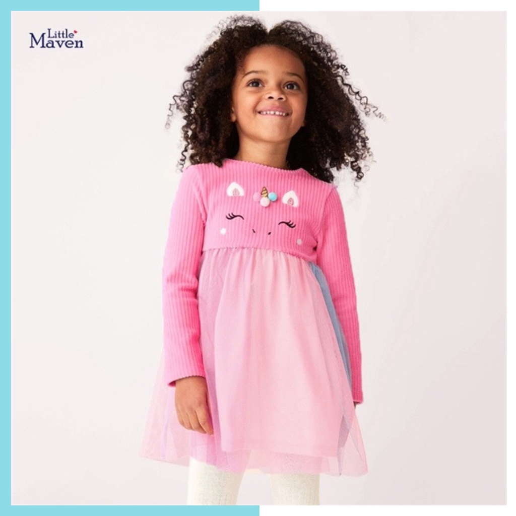 Váy hồng Pony ren LMS1276 cho bé gái 2-8 tuổi - Little Maven Official Store