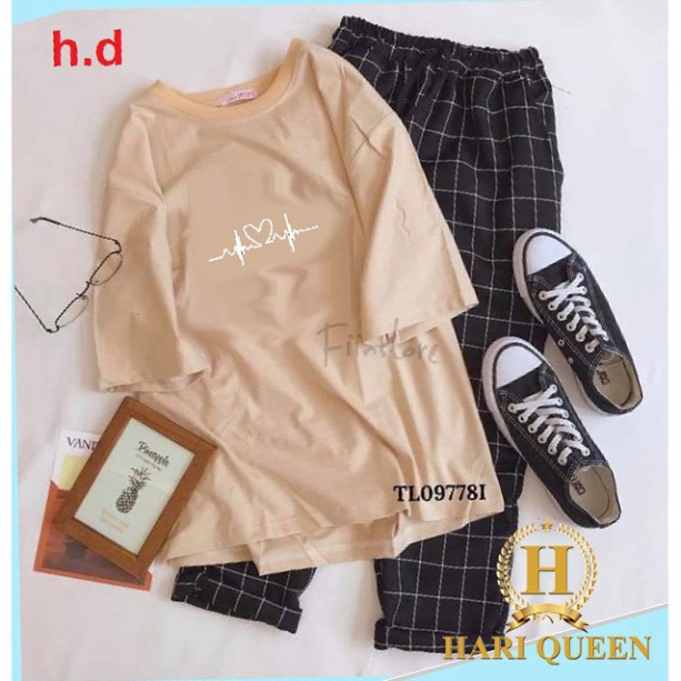 (Sỉ) Sét Đồ Bộ Nữ Xinh Cute Quần Caro Kate Ống Rộng Phối Áo Thun Nữ Form Rộng Tay Lỡ Thời Trang Trẻ Teen Hàn Quốc (NHIỀU