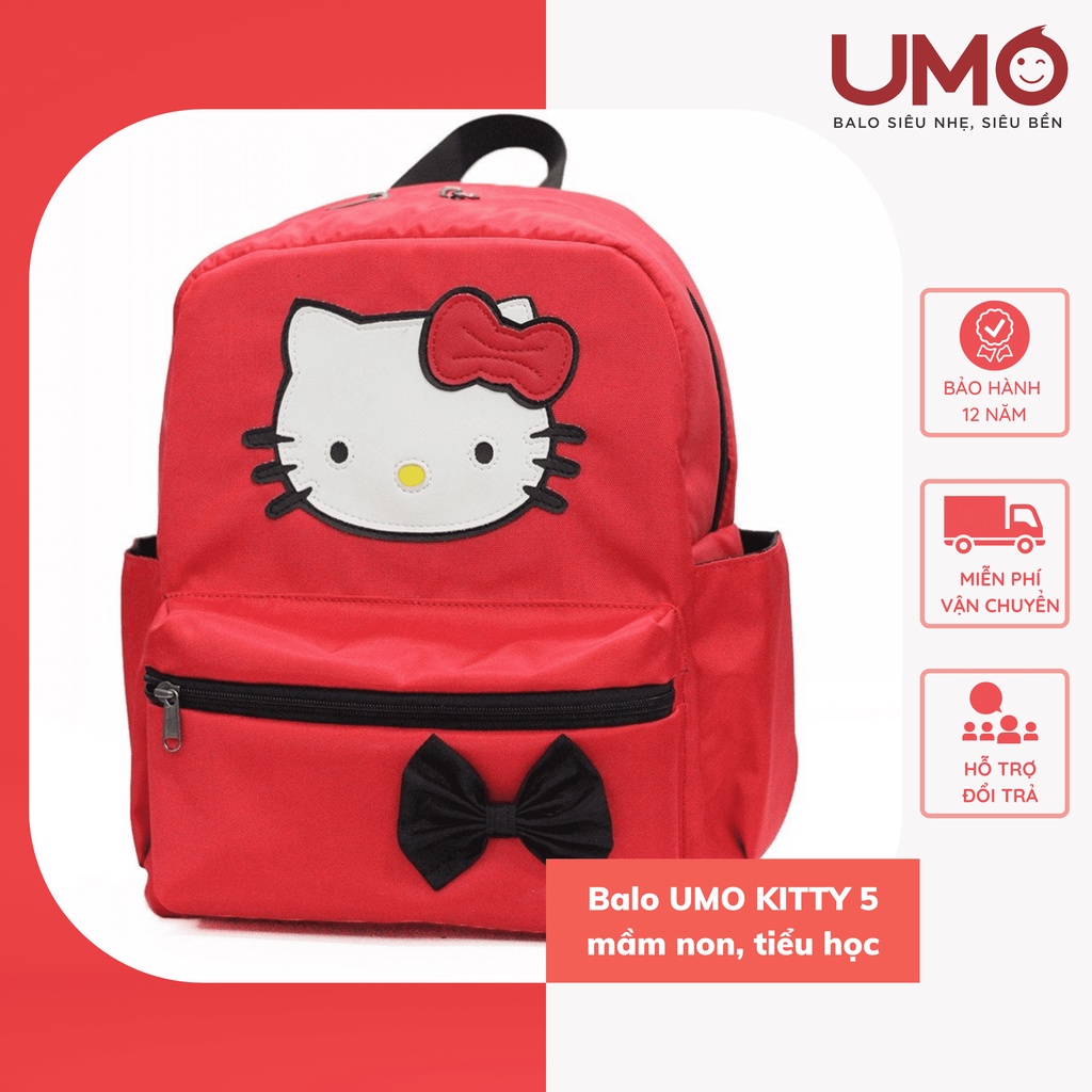 Balo Mầm Non Tiểu Học UMO Hello Kitty 5 Nhỏ Gọn Chất Vải Dệt Kim Bền Đẹp Họa Tiết Hoạt Hình Xinh Cho Bé