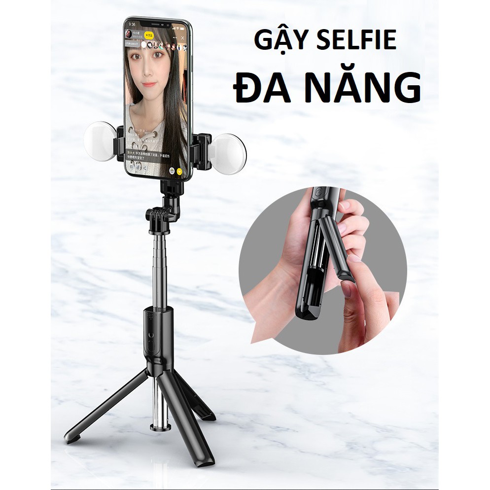 ✔️✔️ Gậy chụp ảnh tự sướng selfie đa năng R9 Bluetooth - 2 ĐÈN LED trợ sáng CAO CẤP