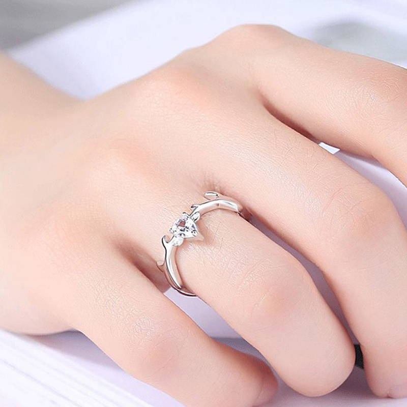 flowersqueen Nhẫn Hợp Kim Hình Sừng Hươu Đính Đá Sang Trọng