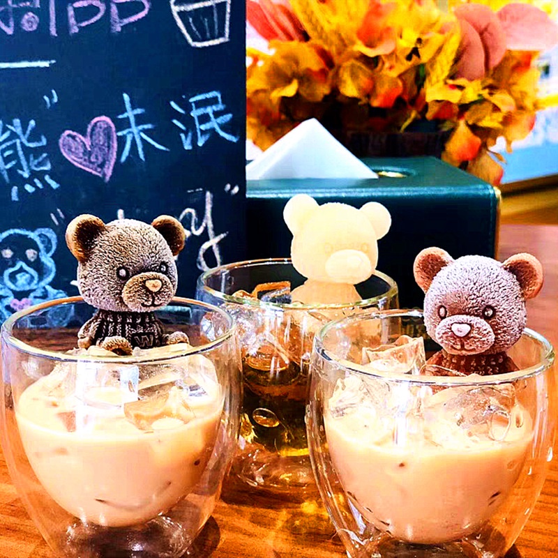 Khuôn làm đá silicon khay thạch hình gấu teddy trang trí đồ uống xinh xắn cute JIMADO D2.080