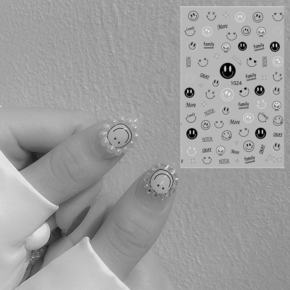 MOCHO Miếng Dán Trang Trí Móng Tay Hình Cầu Vồng Mặt Cười Ngôi Sao Xinh Xắn