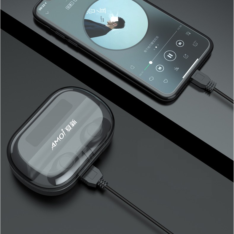 Tai nghe bluetooth cảm ứng Amoi V12 cao cấp âm thanh vòm 8D | BigBuy360 - bigbuy360.vn