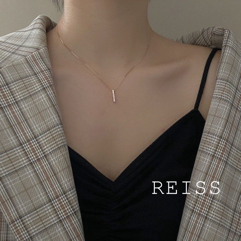 Vòng Cổ Xương Đòn Vàng Hồng Kim Cương Cho Nữ Kalung Vertikal, Quyến Rũ Mặt Dây Chuyền Đồ Trang Sức Quà Tặng