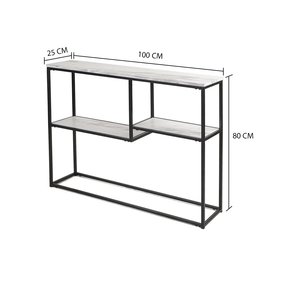HomeBase FURDINI Bộ kệ bằng thép kết hợp ván MDF Thái Lan W100xH80xD25 màu đá cẩm thạch trắng