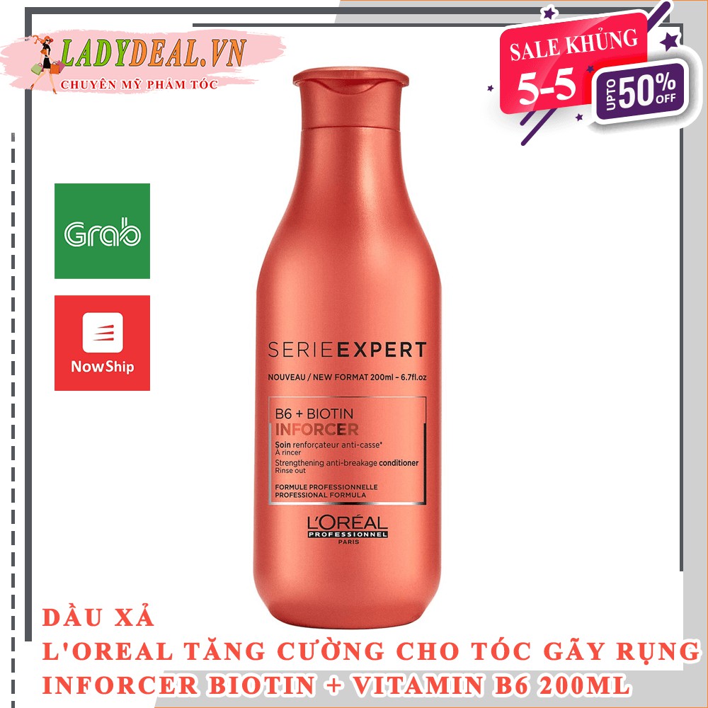 DẦU XẢ L'OREAL TĂNG CƯỜNG CHO TÓC GÃY RỤNG INFORCER BIOTIN + VITAMIN B6 200ML | LADYDEAL.VN