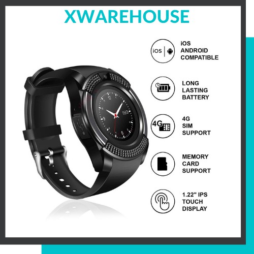 Đồng hồ thông minh Smart Watch V90 Plus xài sim, đồng hồ đeo tay dây silicon