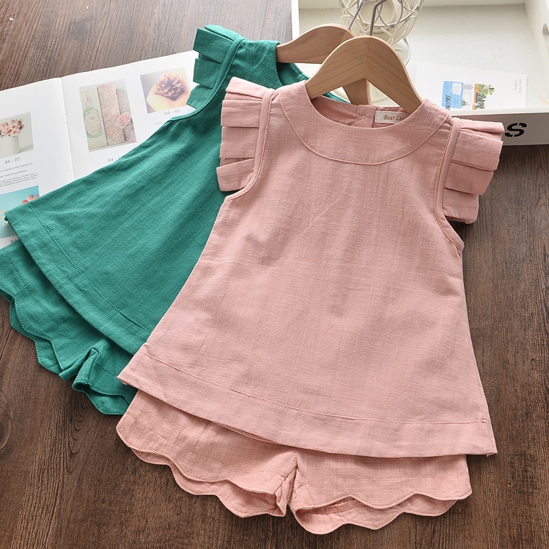 Bộ 2 món BEAR LEADER Áo không tay cổ tròn và Quần ngắn dành cho bé trai 3-7 tuổi