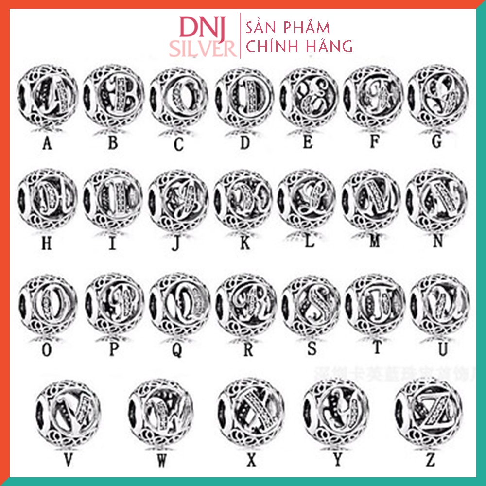 Charm chữ cái tròn Vintage, chất liệu bạc 925 cao cấp - Bộ tổng hợp charm chữ dành để mix vòng charm - Đủ chữ từ A đến Z