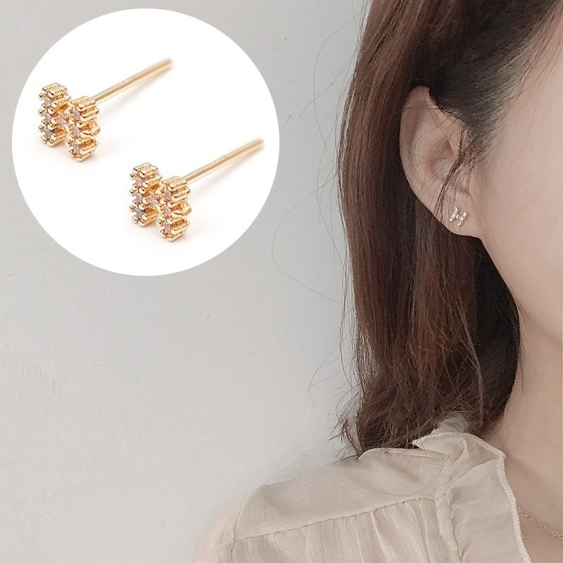 Khuyên tai hình chữ H màu vàng kim phong cách Hàn Quốc cho nữ