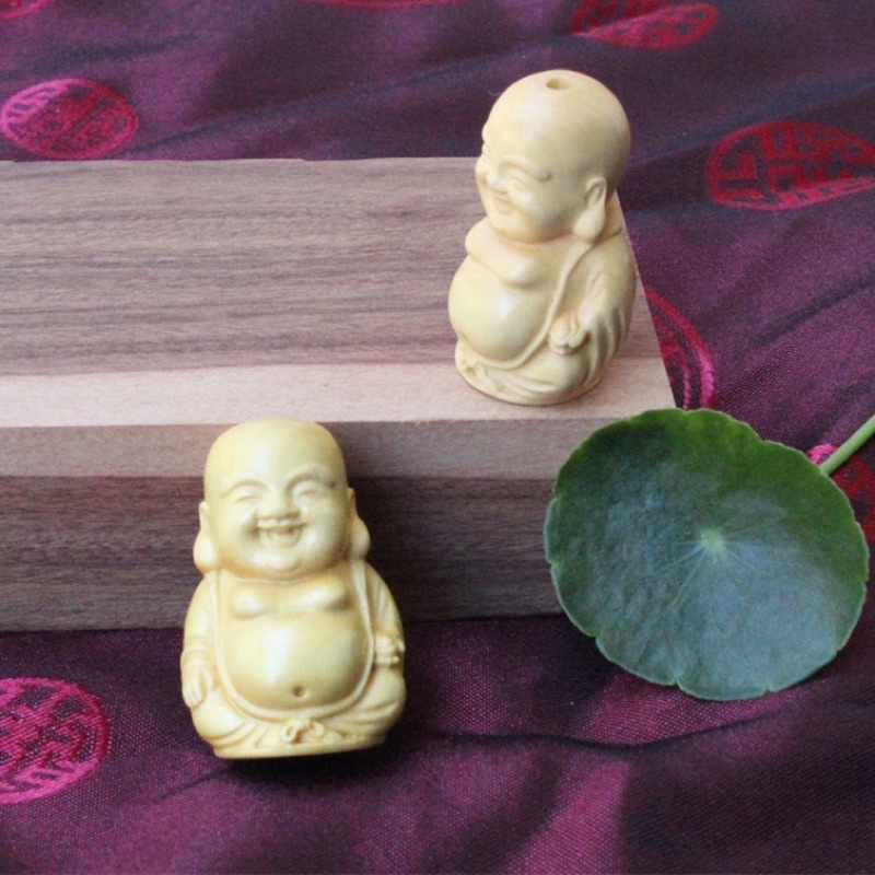 Tượng Phật Di Lặc tí hon cao 4cm gỗ hoàng dương