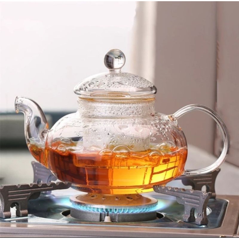 Bộ Ấm Trà 6 Chén chất liệu thủy tinh Lõi Lọc Pha Trà sức chịu nóng có Quai nhỏ 600ML