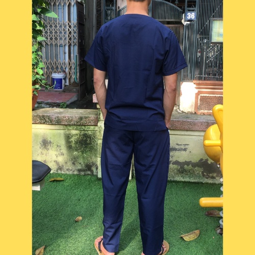 Bộ scrubs bác sĩ, quần áo y tế xanh navy nam, nữ các size S M L XL