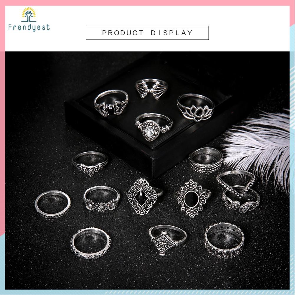 Set 15 Nhẫn Đeo Khớp Ngón Tay Phong Cách Bô-Hem Dành Cho Nữ