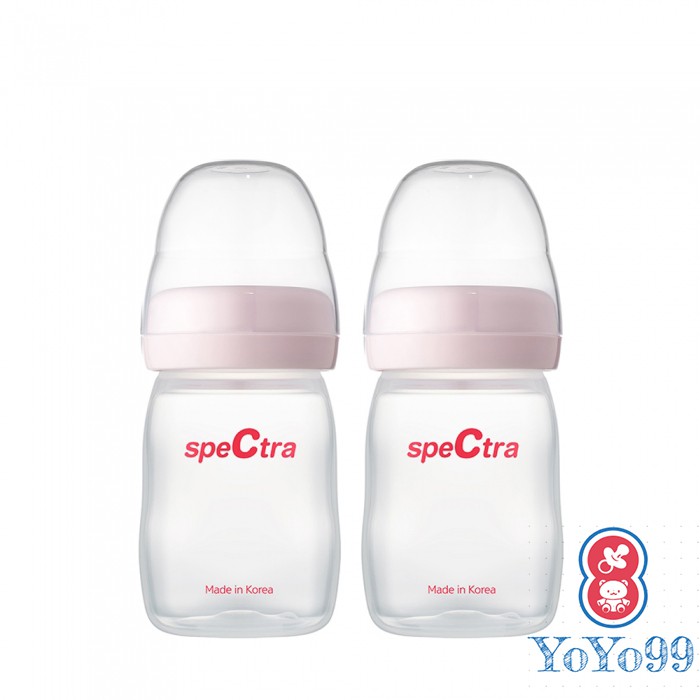 Set 2 bình trữ sữa mẹ cổ rộng 160ml kèm nắp đậy Spectra Hàn Quốc - không kèm ti bú
