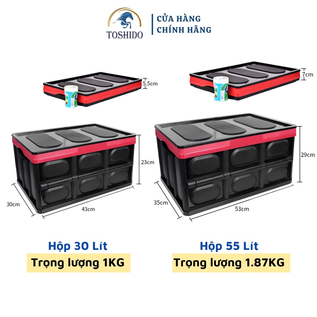 Hộp đựng đồ gấp gọn TOSHUDO để cốp xe ô tô, quần áo sách vở dung tích 45 lít và 25 lít