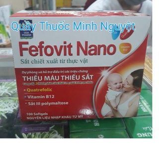 Viên bổ sung sắt Fefovit Nano cho trường hợp thiếu máu, thiếu sắt. Hộp 100 viên