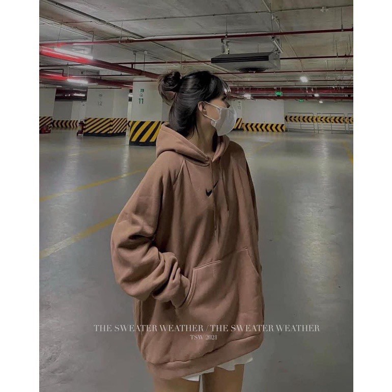 Áo nỉ có mũ tay bồng họa tiết NI vảy nhiều màu xinh xắn/ Áo hoodie nam nữ dáng rộng mặc mùa đông style hàn quốc | BigBuy360 - bigbuy360.vn