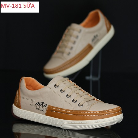 Giầy Nam da bò nappa nhập khẩu mã MV-181 màu sữa