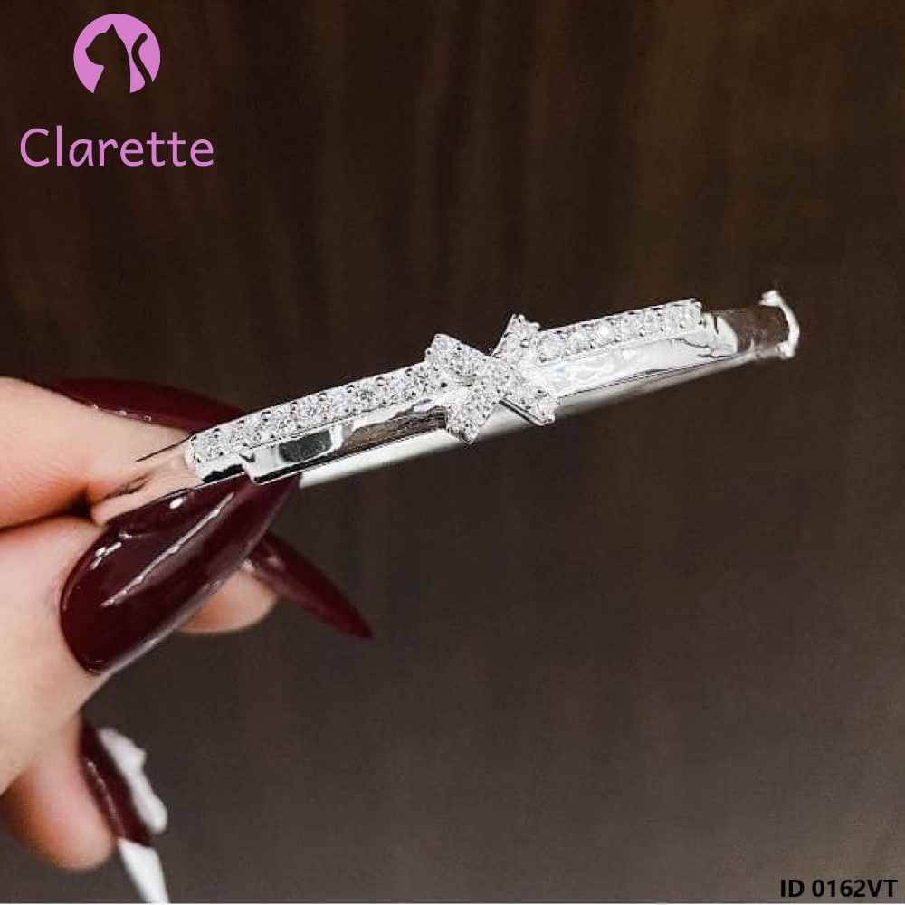 Vòng tay bạc cứng chữ X Clarette 0162VT