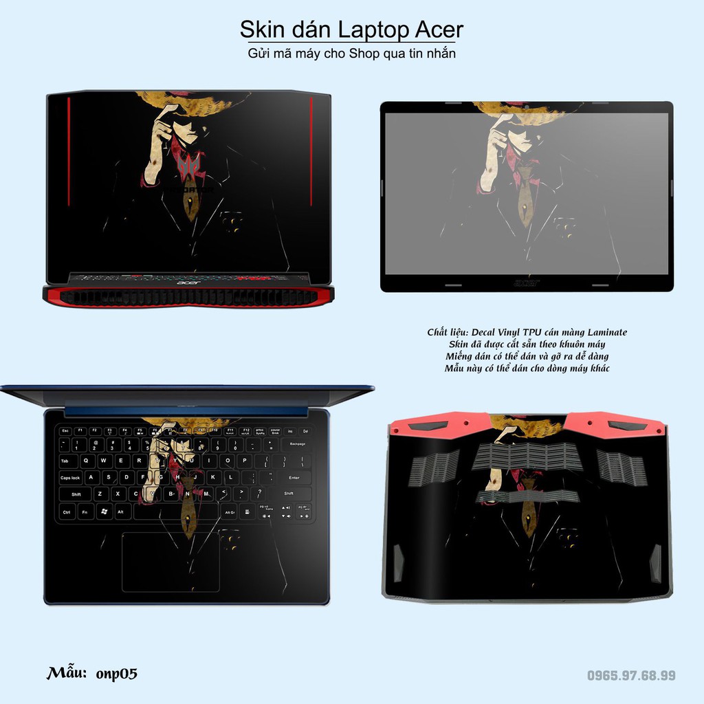 Skin dán Laptop Acer in hình One Piece (inbox mã máy cho Shop)