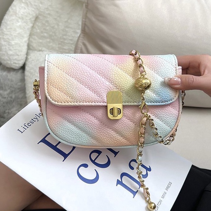 Faya - Túi xách T1156 dáng bầu ombre cầu vồng dây châu sang trọng