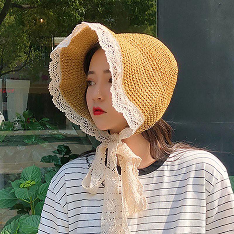 Mũ tai bèo phối ren hoa phong cách công chúa nữ tính
