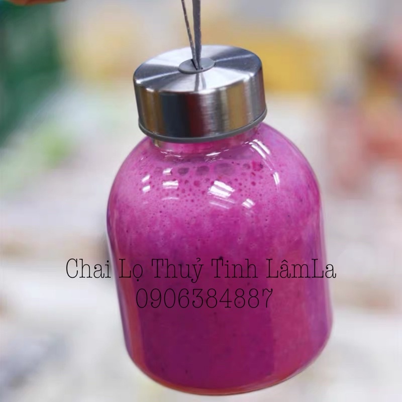 Chai Thuỷ Tinh Tròn Béo Nắp Dây - Nắp Nhôm Bạc 500ML