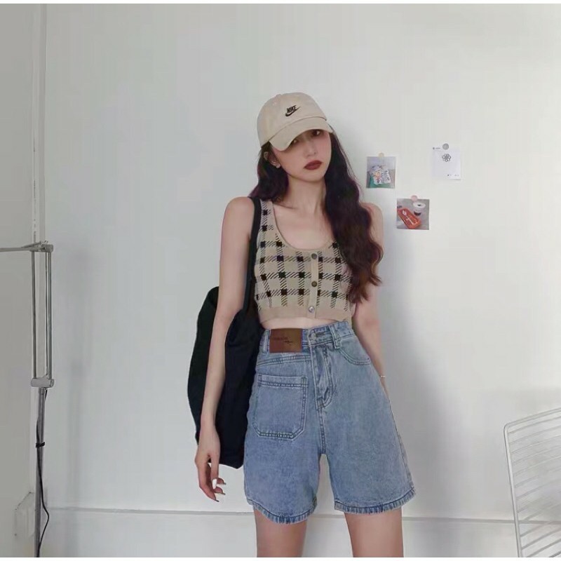 Quần Sọt Ngố Lửng Ống Rộng Nữ Chất Bò Lưng Cao ULZZANG 526
