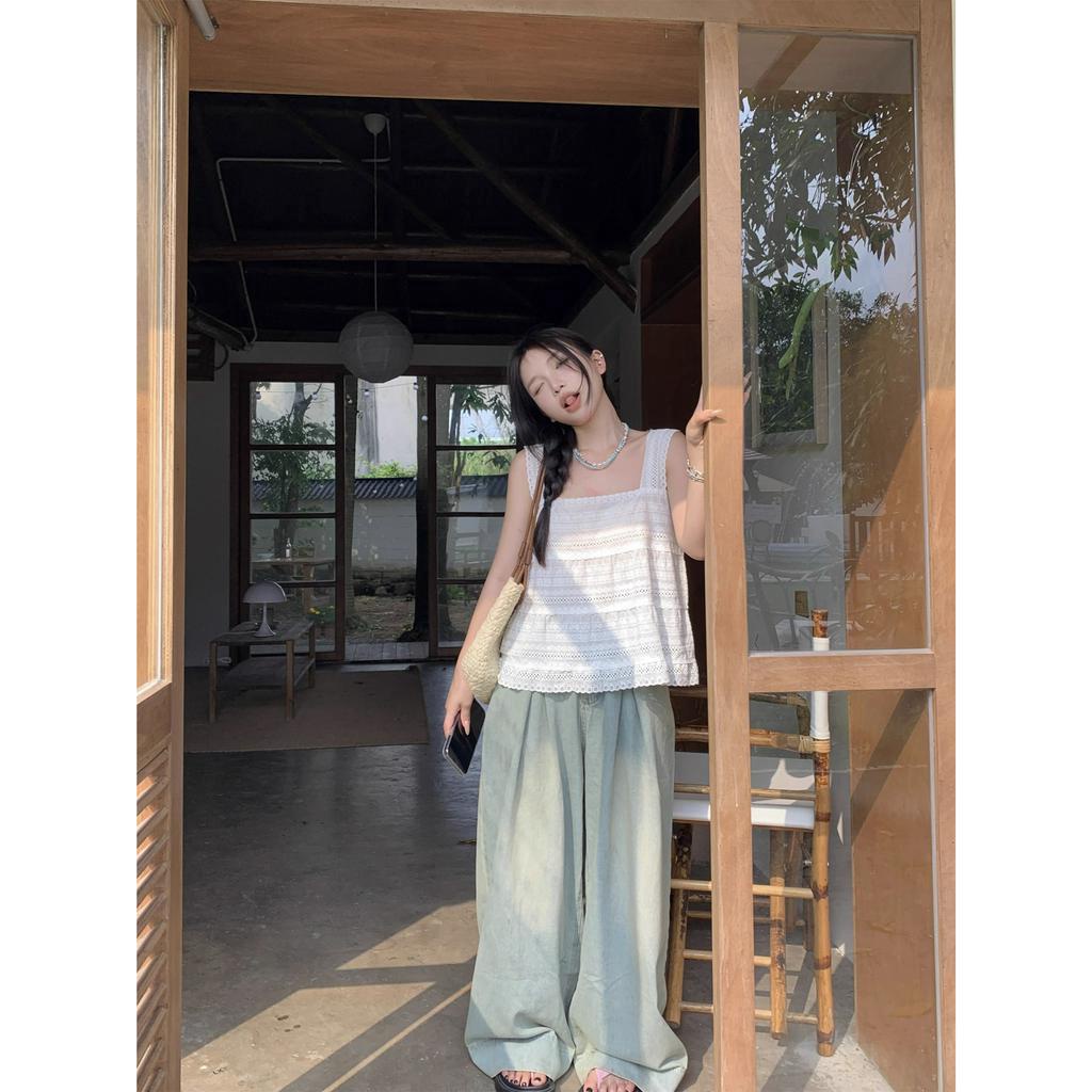 Áo Tank Top Cổ Vuông Dáng Rộng Thời Trang Mùa Hè Cho Nữ