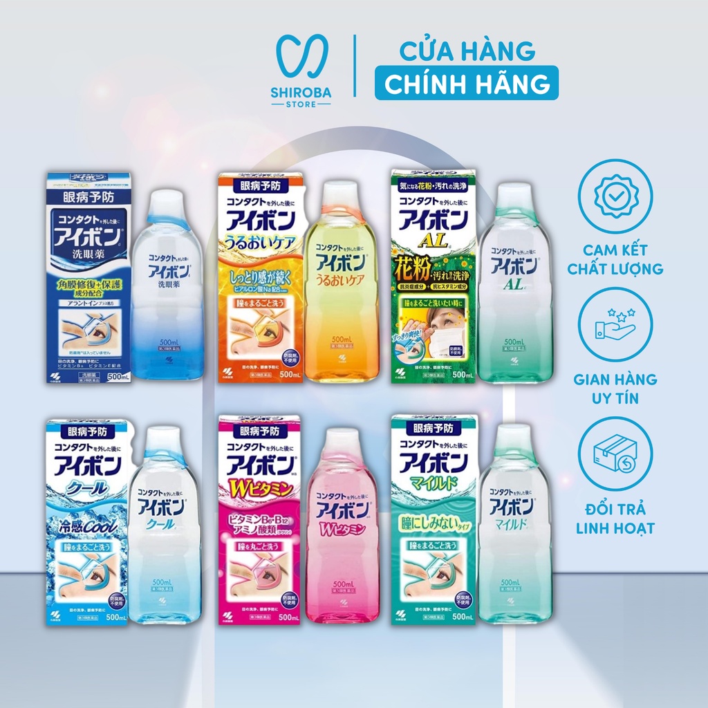Nước rửa mắt Eyebon W Vitamin Kobayashi Nhật Bản 500ml Shiroba